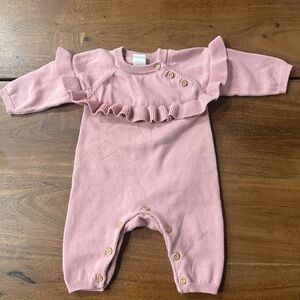 H&M newborn pink with ruffles knit romper